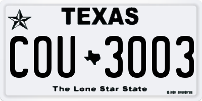 TX license plate COU3003