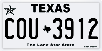 TX license plate COU3912
