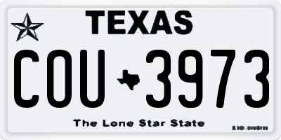 TX license plate COU3973