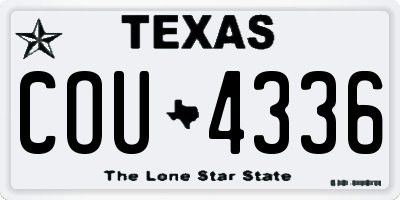 TX license plate COU4336