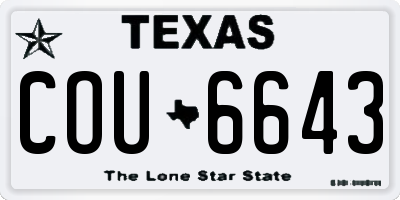 TX license plate COU6643