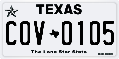 TX license plate COV0105