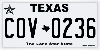 TX license plate COV0236