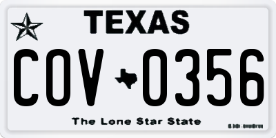 TX license plate COV0356