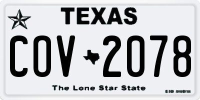 TX license plate COV2078