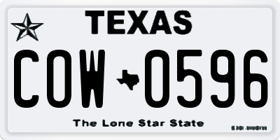 TX license plate COW0596