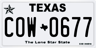 TX license plate COW0677