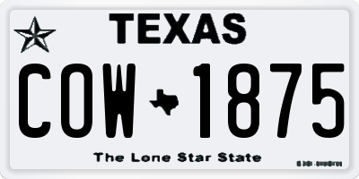 TX license plate COW1875