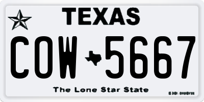 TX license plate COW5667