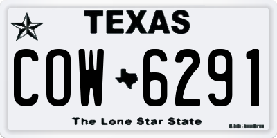 TX license plate COW6291