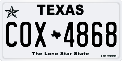 TX license plate COX4868