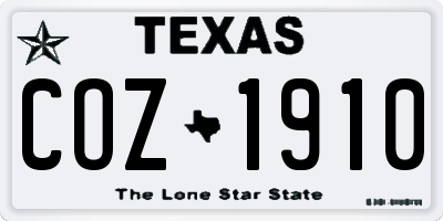 TX license plate COZ1910