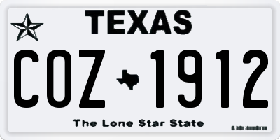 TX license plate COZ1912