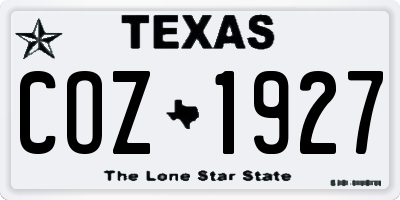 TX license plate COZ1927