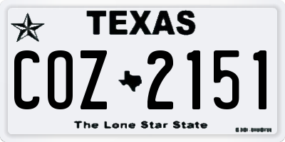 TX license plate COZ2151