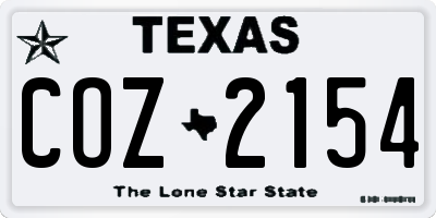 TX license plate COZ2154