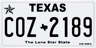 TX license plate COZ2189