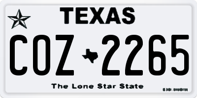 TX license plate COZ2265