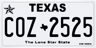 TX license plate COZ2525
