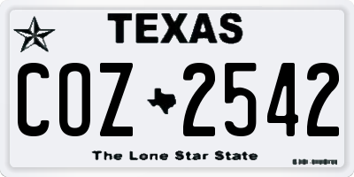 TX license plate COZ2542