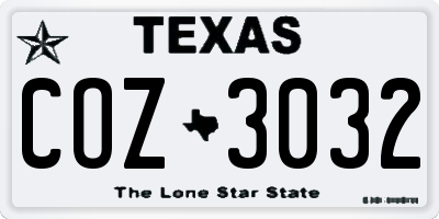 TX license plate COZ3032