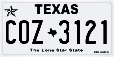 TX license plate COZ3121