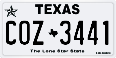TX license plate COZ3441
