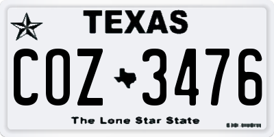 TX license plate COZ3476