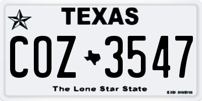 TX license plate COZ3547