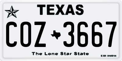 TX license plate COZ3667