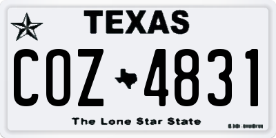 TX license plate COZ4831