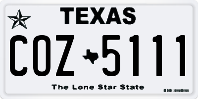 TX license plate COZ5111