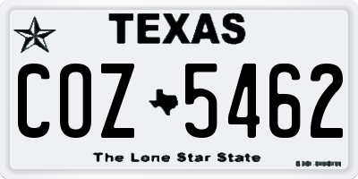 TX license plate COZ5462