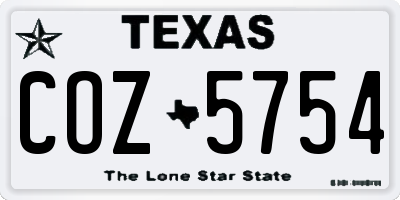 TX license plate COZ5754