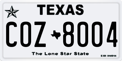 TX license plate COZ8004