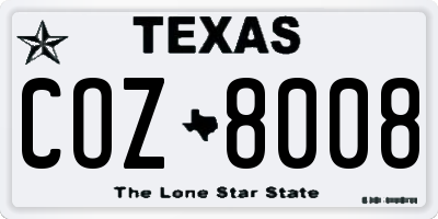TX license plate COZ8008