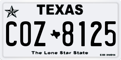 TX license plate COZ8125