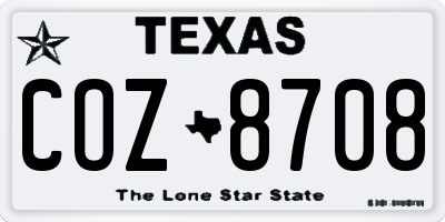 TX license plate COZ8708