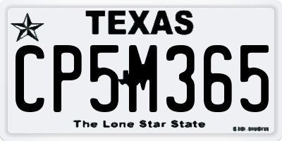 TX license plate CP5M365