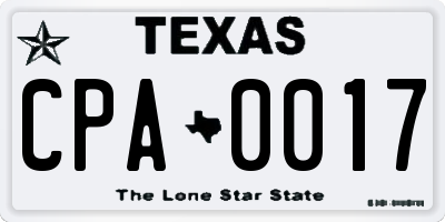 TX license plate CPA0017