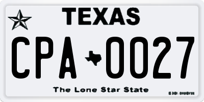 TX license plate CPA0027