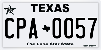 TX license plate CPA0057