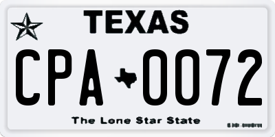 TX license plate CPA0072