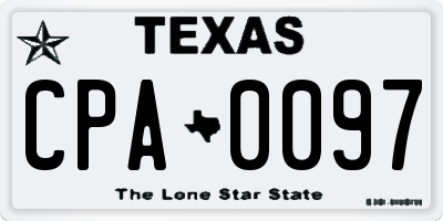 TX license plate CPA0097