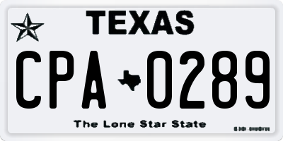 TX license plate CPA0289
