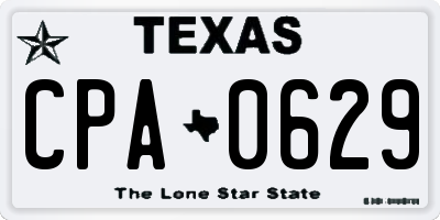 TX license plate CPA0629