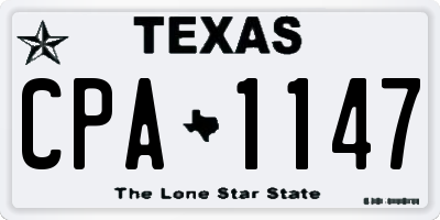 TX license plate CPA1147