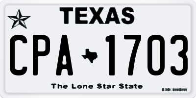 TX license plate CPA1703