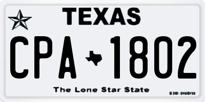 TX license plate CPA1802