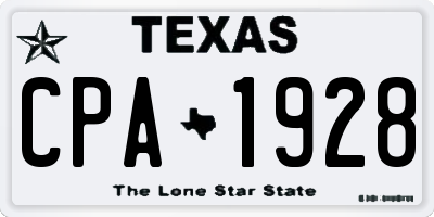 TX license plate CPA1928